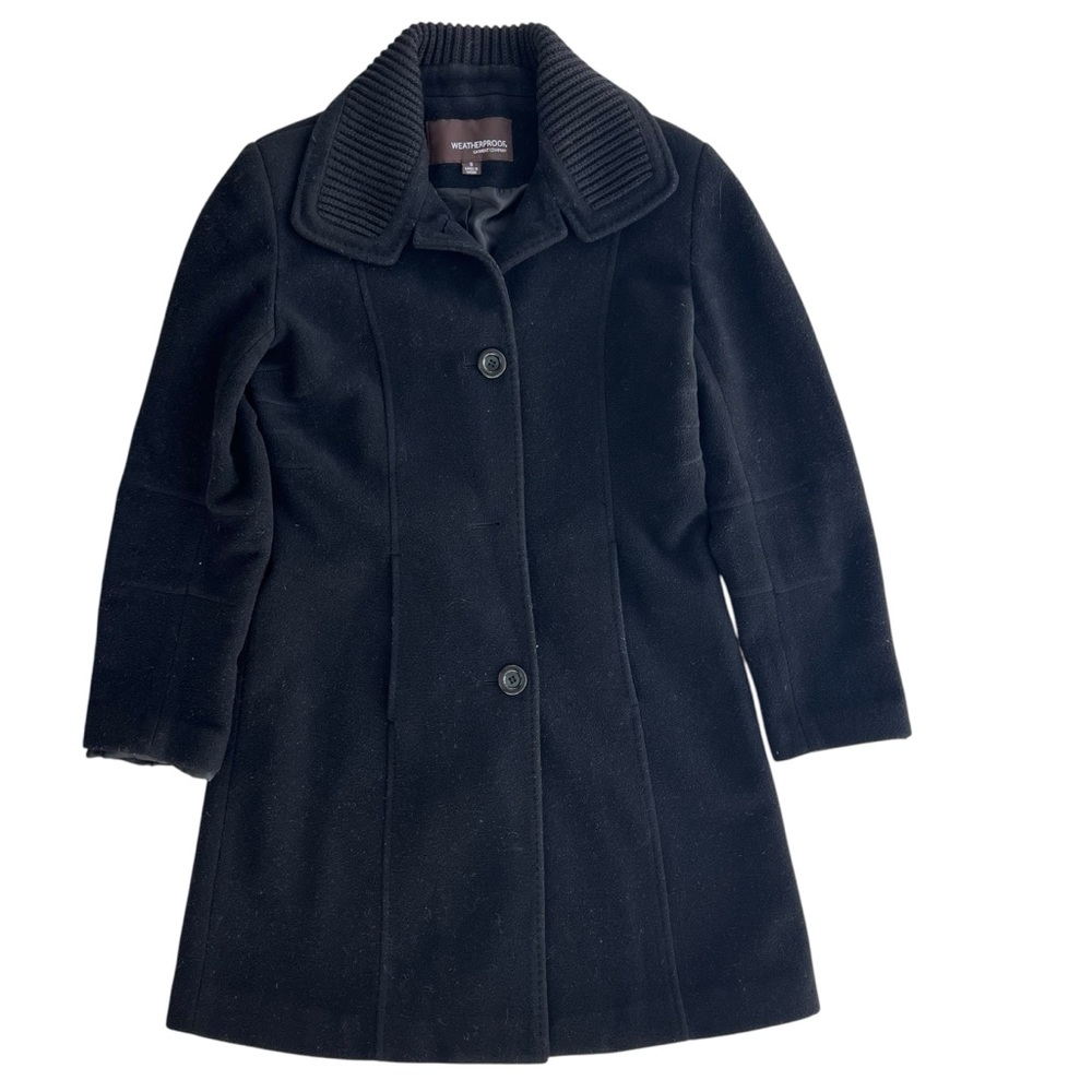 Weatherproof Garment Co Women S Black Wool Blend Single Breasted Button Pea Coat